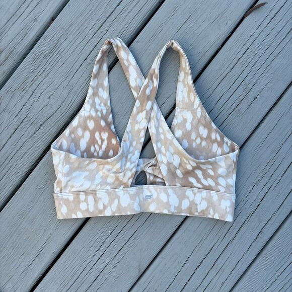 FABLETICS Oasis Twist Bra in Spotted Doe Small Sports Bra - Picture 5 of 6